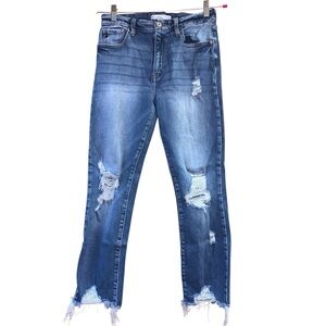 KanCan for Maurice’s Blue Ankle Cropped Distressed Holey Ripped Jeans